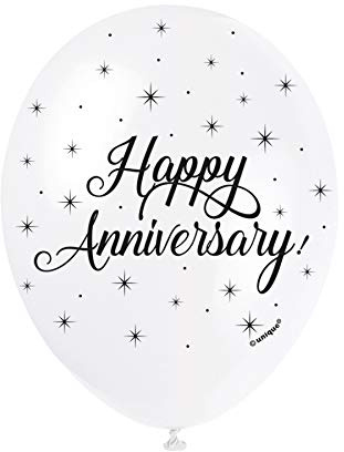 Happy Anniversary White Latex Balloons (30cm) Pack of 5 - Elegant Celebration Decorations