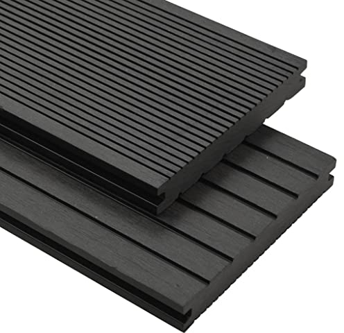 vidaXL WPC Terrassendielen Massiv 26m² 2,2m 20mm Schwarz Komplettbausatz Diele
