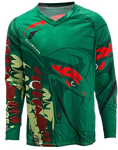 JPOJPO Herren Radtrikot MTB T-Shirt Langarm Mountainbike Motorrad Fahrrad Kleidung Anti-UV, Grün , L