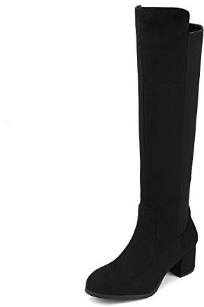 DREAM PAIRS Stivali Donna Scarpe Ginocchio Tacchi Classico Tinta Unita Stivali Donna Slip-On,Size 40.5,Nero,JENNIFER-3