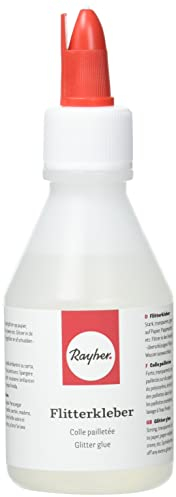 Rayher 30234000 Flitter-Kleber, Linerverschluss, Flasche 100 ml (106 g) Flitter Klebstoff, Weiß