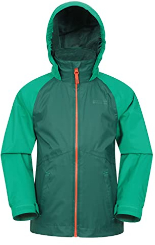 Mountain Warehouse Torrent Wasserdichte Kinderjacke - leichte Regenjacke für Kinder mit versiegelten Nähten, atmungsaktiv, für Mädchen und Jungen - zum Wandern Khaki Kinder 164 DE (13 Jahre)
