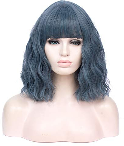 36cm Fashion Big Wave Curly Bob Kurze Synthetische Perücke Geeignet für Frauen Cosplay Fancy Dress Perücke mit kostenloser Perückenkappe