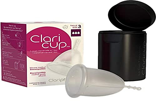Claripharm Coupe Menstruelle Transparente/Box de Transport/Stérilisation Taille 3