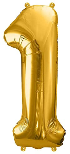 XXL Luftballon 1. Geburtstag Folienballon 1 Geburtstag 100cm Metallic Gold Hochwertig Ballon 1 Deko Jubiläum 1 Jahr Kindergeburtstag