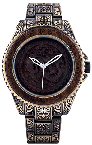 YCYR Norse Viking Vintage Lebensechte Celtic Dragon Herren Quarzuhr Mit Verstellbarem Armband für Geburtstagsgeschenk für Ehemann, Vater, Sohn Oder Freund,Gold