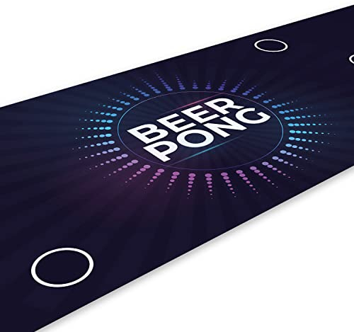 younikat Beer Pong Spielfeld-Matte I 180 x 60 cm I Electro Design I Trinkspiel I Party-Spiele und Geburtstag I Wiederverwendbar und abwischbar I dv1024