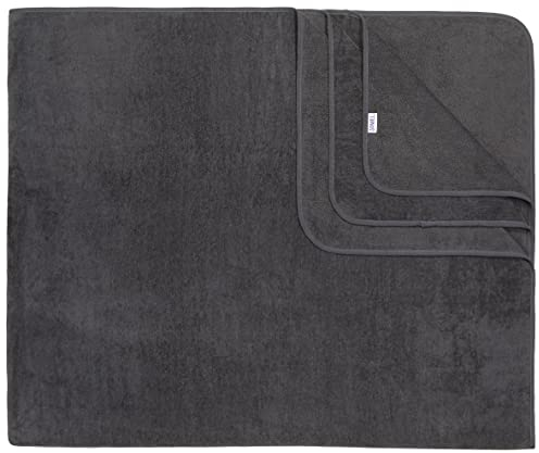 Sowel® Strandtuch XXL, 200x160 cm, Partner und Familien Badetuch, Groß, 100% Bio-Baumwolle, Flauschig, Frottee, Velours, Damen und Herren, Anthrazit/Anthrazit