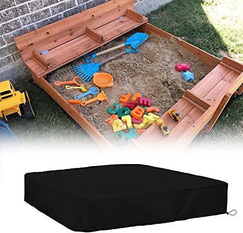 StorMaster Square Sandbox Cover for 47x47in Kids Large Wooden Sandbox Waterproof Dustproof Sandpit Pool Cover with Drawstring