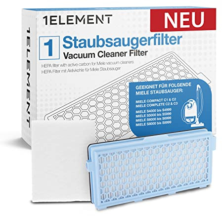 1 Filter für Miele Staubsauger [Compact C1 & C2, Complete C2 & C3, S8340] – 1 HEPA Filter und 1 Motorfilter für Allergiker gegen Feinstaub und Gerüche [S4000, S5000, S6000 & S8000 Series]