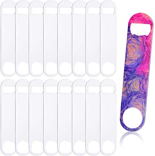 Geiserailie Sublimation Blank Bottle Opener Stainless Steel Flat Beer Bottle Opener for Kitchen Restaurant Personalized Sublimation Photo(White,16 Pieces)