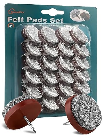 shinfly Filzgleiter für Stühle - Ø 24mm - 24 Stück Stuhl Filzgleiter Nagel Möbelgleiter mit 4mm dickem - Filz Stuhlgleiter für Möbel Böden
