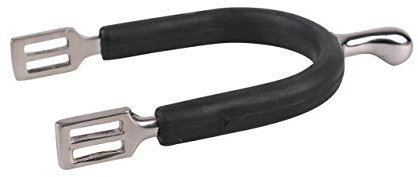 ARBO-INOX Sporen mit abgerundetem Dorn Damen Rundkopfsporen mit Kautschuk Edelstahl (20MM, SCHWARZ)