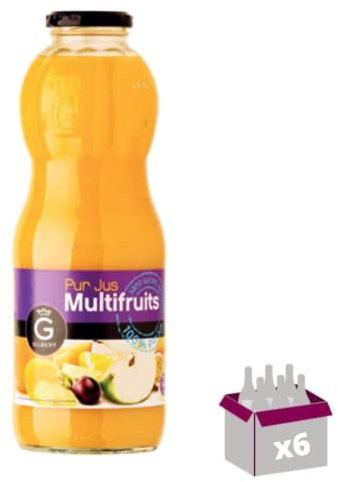 6x1L en verre - Pur jus de multi-fruits Rioba
