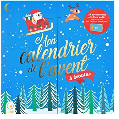 Lunii - Mein Adventskalender zum Hören - 25 Hörgeschichten über Meine Fabrik in Geschichten und 24 Aufkleber zum Aufkleben auf die große illustrierte Weihnachtsdekoration - Modell 2022