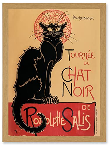 Artery8 French Vintage Advertising Tournee Du Chat Noir The Black Cat Rodolphe Salis Artwork Framed Wall Art Print A4