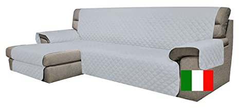 Moonange - 3-Sitzer Sofabezug mit Halbinsel - Sitzfläche 240 cm - Wasserfester Sofabezug - Ecksofabezug - Anti-Rutsch - Anti-Fleck - Reversibel - Anti-Kratz - Anti-Fog - Hellgrau