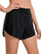 CRZ YOGA Damen Mid Waist Running Shorts Seitliche Splits Sport Workout Kurze Hose Leichte Atmungsaktive Sporthose Laufhose Schwarz 38