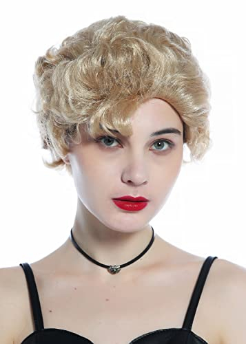 WIG ME UP - 215222-FR82A Perücke Damen Herren Karneval Fasching kurz blond wellig gelockt Tolle Retro