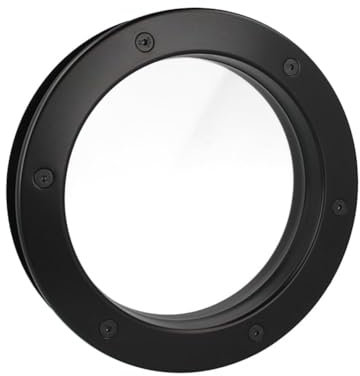 MLS Ojo de Buey B4000, de Aluminio Robusto, Vidrio de Seguridad VSG, para Puertas de 40 mm de Espesor, Tornillos de Fijación Visibles en Ambos Lados, 300 mm de Diámetro, Vidrio Transparente, Negro
