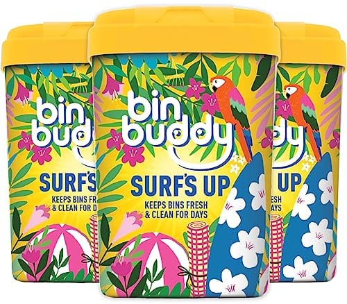 Bin Buddy Surf's Up Bin Freshener Powder 450g, Pack of 3 – Leaves Your Bin Smelling Great – Suitable for Indoor Kitchen, Bathroom, Food Waste Bins and Outdoor Wheelie Bins