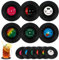 Glasuntersetzer 12 Stück Vinyl Schallpaltten Untersetzer Retro Getränkeuntersetzer Runde Tassenuntersetzer Isolierte Kaffe Untersetzer Deko Glasuntersetzer Set für Bar Büro Haushalt (Schwarz)