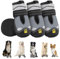 SlowTon Hundeschuhe Pfotenschutz, 4 Stück wasserdichte Hunde Schuhe Outdoor mit Rutschfester Sohle, reflektierendem Klettverschluss Hundestiefel für kleine mittlere große Hunde Winter(S-Grau, Size 8)