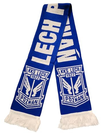 Lech Poznan Schal | Fußball Fanschal | Premium Acryl Strick, Blau, Large