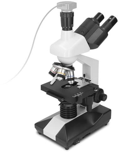 Microscopio de luz transmitida Ejoyous, microscopio de Laboratorio trinocular de Aumento, microscopio electrónico para Cultivos clínicos, bacteriología e histología 40X-5000X