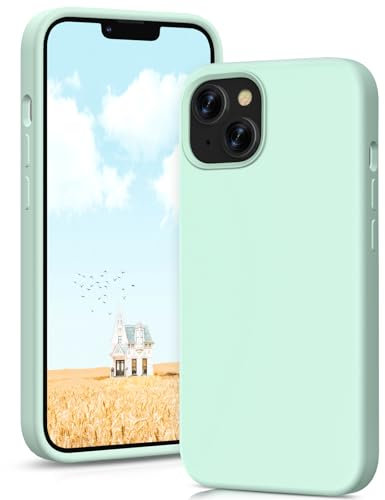 OitiYaa Silicone Case Designed for iPhone 14 Case, Ultra Slim Shockproof Protective Liquid Silicone Phone Case with Soft Anti-Scratch Microfiber Lining,6.1 inch, Mint Green