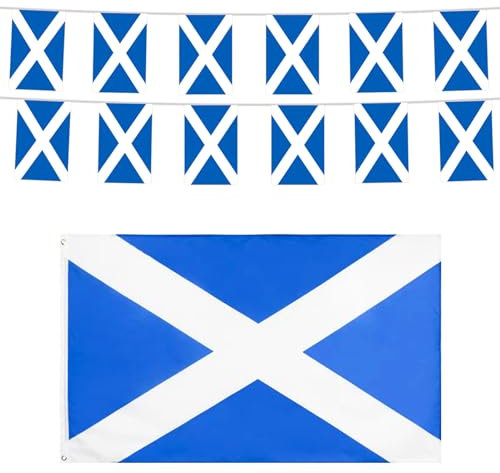 YOFANUP Scotland Flag, Scotland Flags Bunting, Flag 5x3ft/150x90cm with Eyelets, Bunting - 20 Flags, 16.5ft/5m, Great for Scotland Football Fans and St. Andrew's Day Decorations (Scotland, 1 Pack)