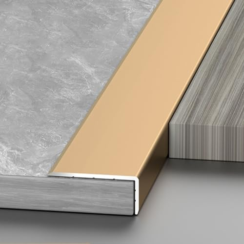 90-160 Cm Long Floor Transition Strip Metal Gold, Stair Edge Protectors/Edge Trim Strips for Outdoor Indoor Staircases & Wheelchair Ramp, L Shape Non-Slip Staircase Lip Cover ( Color : Gold 2.8cm , Si