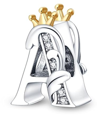 QIKAOLA 925 Sterling Silber Buchstabe Charms A-Z Alphabet Perlen für Pandora Armband und Halskette Silber Charme Perlen Anhänger Kompatibel mit europäischen Armbänder Halskette für Frauen