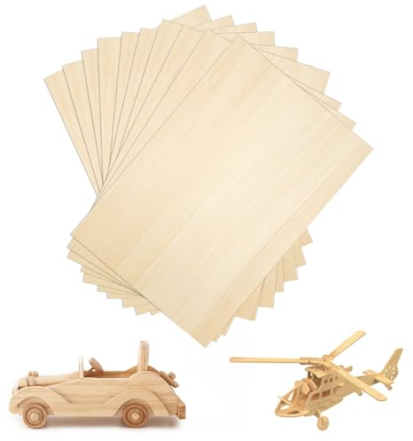 Maxentico 10 Piezas Tablero Madera, Tablones de Madera para Bricolaje, Manualidades Contrachapado, Paneles de Madera para Pirograbado, Hojas de Madera Contrachapada, Tablero Delgado, usos Múltiples