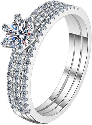 OIDEA Damen Ring Moissanite Verlobungsring: 1 Karat Moissanite Diamant Promise Ring 925 Sterling Silber VVS1 D Farbe Verlobung Hochzeit Geschenk für Frauen oder Mutter Größe 52