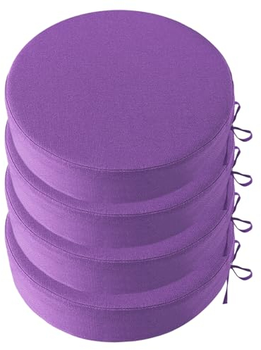 Heavyoff 4er Set Stuhlkissen Polsterauflage wasserdicht Gartenstuhlauflagen Rund Sitzauflagen Sitzkissen für Haus und Garten Lila, 43x43x8cm