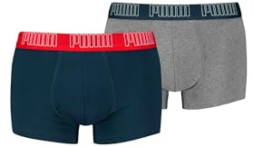 PUMA Boxer Trunk Boxershorts Men Herren Everyday Unterhose Pant Unterwäsche 2er Pack, Farbe:Navy/Grey Melange, Bekleidungsgröße:M