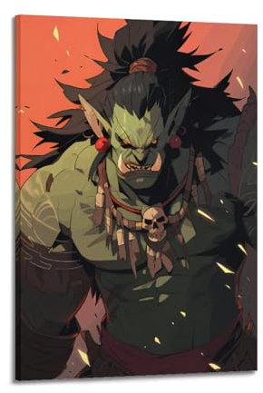 LMJUSNEFNC Poster mit epischem Ork-Krieger, dekoratives Gemälde, Leinwand, Wandposter und Kunstdruck, moderne Familienschlafzimmer-Dekoration, Poster, 60 x 90 cm
