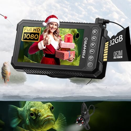 [FishPRO® 2026 Upgrade] 4.5'' True HD 1080P Underwater Fishing Camera w/DVR-32GB, (NO Need Learn) Ice Fishing Camera Underwater, Ice Fish Finder - w/ 5,000mAh & USB-C, IR+LED, 20m/66ft