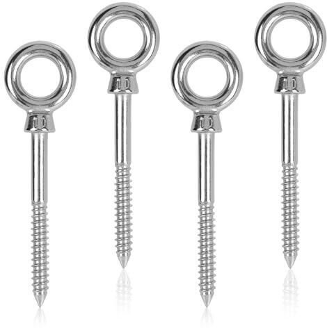 EFUTURETIME 4 x Vite con Occhiello m10 x 100mm Golfari, Vite ad Anello in Acciaio Inox 304, Occhielli Filettato a Vite per Legno
