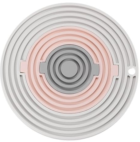 sourcing map Silicone Microwave Mat 8 Inch, Multi-Purpose Detachable Hot Pad, Safe Trivet, Pot Holders, Splatter Guard, Thickened (Light Grey, Pink, Dark Grey)
