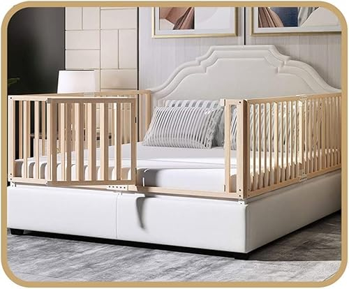 Bettschutzgitter aus Holz zum Schlafschutz - Stabil & Solide Swing Down Extra Langes Bettgitter mit Rausfallschutz - Zuverlässige Schlafschoner