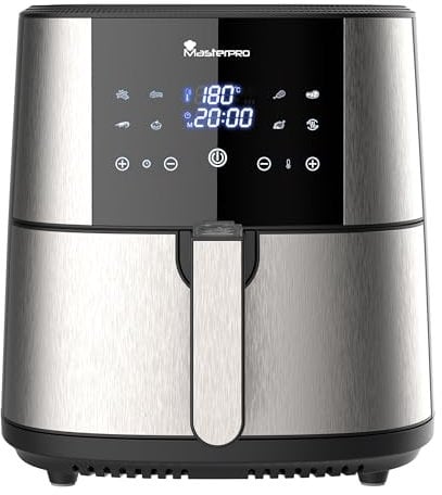MasterPRO ROCKET 600 - Friggitrice ad aria calda 6L SENZA PFAS 1800W 6L con rivestimento ceramico CERATECH - Touch Screen LED - Termostato 80-200°C Cestello rimovibile - Involucro acciaio inossidabile
