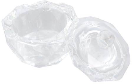 Healeved 2pcs Crystal Nail Art Cup Manicures Liquid Powder Lids Octagon Cup for Home Use
