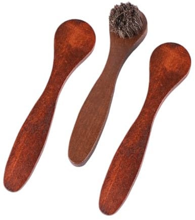 LIFKOME Holzbürsten-Set Aus Pferdehaar 3-teilig Luxuriöser Reinigungsbürstengriff Robust Und Tragbar Für Schuhe Und Stiefel
