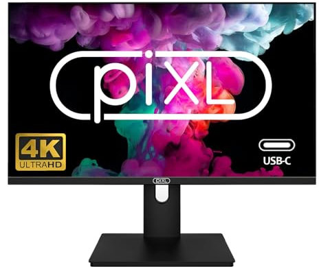 PiXL PX27UDH4K 27 Inch Frameless IPS Monitor, 4K, LED Widescreen, 5ms Response Time, 60Hz Refresh Rate, HDMI, Display Port, 2x USB-A, USB-B, USB-C, 16.7 Million Colour Support, VESA Mount