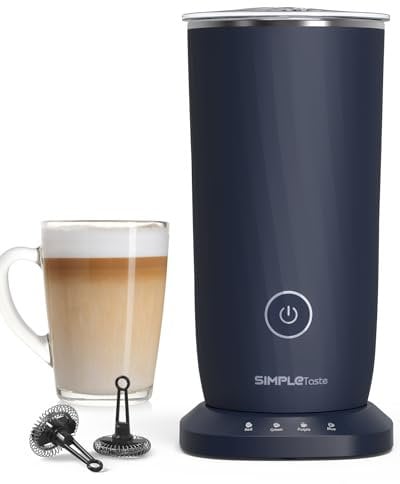 SIMPLETASTE Milchaufschäumer Elektrisch 4-in-1, Heißer & kalter Milchschaum, Milch erwärmen & Kakao, Antihaftbeschichtung, Automatische Abschaltung, Leise & BPA-frei, für Cappuccino & Latte