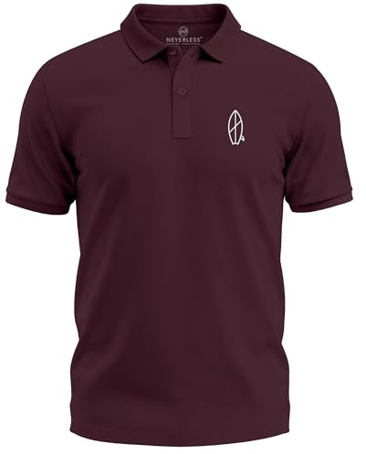 Neverless® Poloshirt Herren mit Surfbrett Print Kurzarm Polohemd aus Baumwolle Surfer Style mit Logoprint Modern Fit