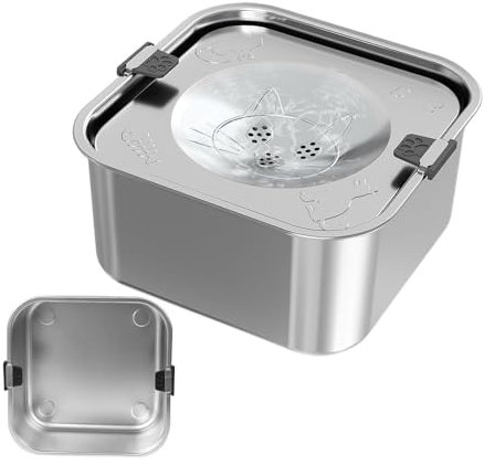 Wasserschüsseln für Hunde | 3 l Edelstahl ohne Auslaufen, langsamer Spender, große Kapazität, für Haustiere, Outdoor, Camping, Bauernhof, Reisen, Garten, Welpen, Frettchen Senior