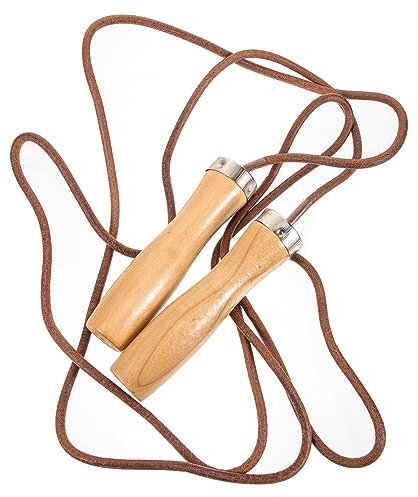 TOYANDONA Corda Per Saltare Peso in Cuoio Sportiva Per Fitness e Allenamento Di Resistenza, Impugnatura in Legno Liscia, Adatta Per Palestra, Casa e Attività All'aperto